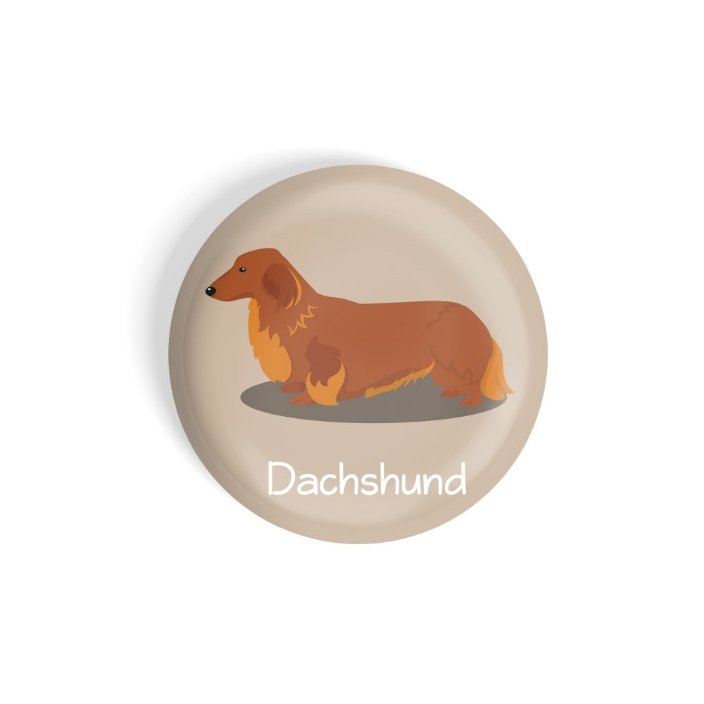 dhcrafts Round Fridge Magnet Brown Color Dachshund Pet Dog Glossy Finish Design Pack of 1 (58 mm)